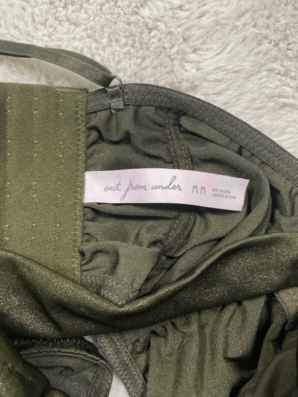 Urban Outfitters Olive Green Shirred Crop Top with Padded Straps - Picture 5 of 5